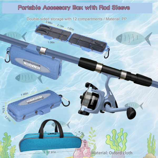 Kids Fishing Pole, Portable Telescopic Fishing Rod and Reel Combo Kit - with Spincast Fishing Reel Tackle Box for Girls, Youth Kids Fishing Pole, Portable Telescopic Fishing Rod and Reel Combo Kit - with Spincast Fishing Reel Tackle Box for Girls, Youth