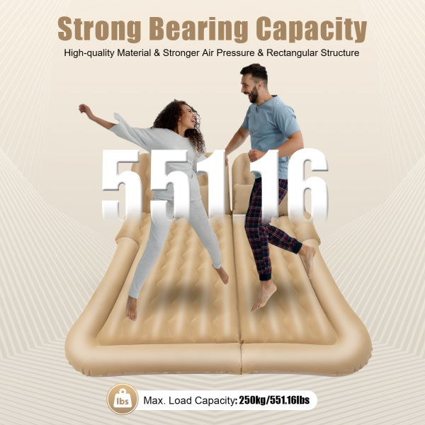 OUKANING Car Air Mattress SUV Truck Bed Air Mattress with Air Pump & Pillow,Storage Bag,Inflatable Flocking Air Mattresses for Camping,Travel (Beige) OUKANING Car Air Mattress SUV Truck Bed Air Mattress with Air Pump & Pillow,Storage Bag,Inflatable Flocking Air Mattresses for Camping,Travel (Beige)