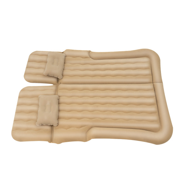 OUKANING Car Air Mattress SUV Truck Bed Air Mattress with Air Pump & Pillow,Storage Bag,Inflatable Flocking Air Mattresses for Camping,Travel (Beige)