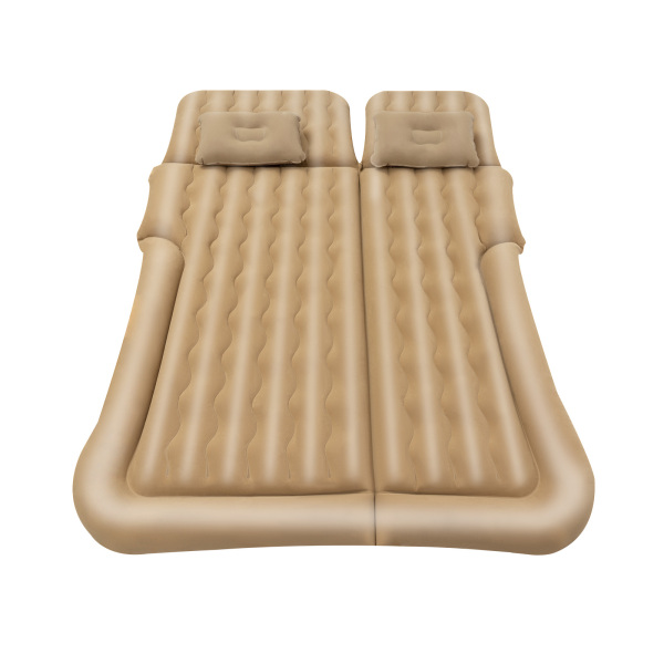 OUKANING Car Air Mattress SUV Truck Bed Air Mattress with Air Pump & Pillow,Storage Bag,Inflatable Flocking Air Mattresses for Camping,Travel (Beige)