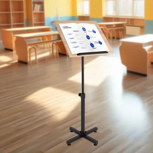 Lectern Podium Presentation Stand Height Adjustable Laptop Table 360° Up / down - Brown