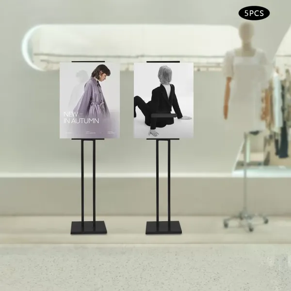 5-Piece Poster Frame Floor Standing Poster Display Frame Sign Stand Adjustable Black 5-Piece Poster Frame Floor Standing Poster Display Frame Sign Stand Adjustable Black