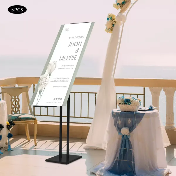 5-Piece Poster Frame Floor Standing Poster Display Frame Sign Stand Adjustable Black 5-Piece Poster Frame Floor Standing Poster Display Frame Sign Stand Adjustable Black