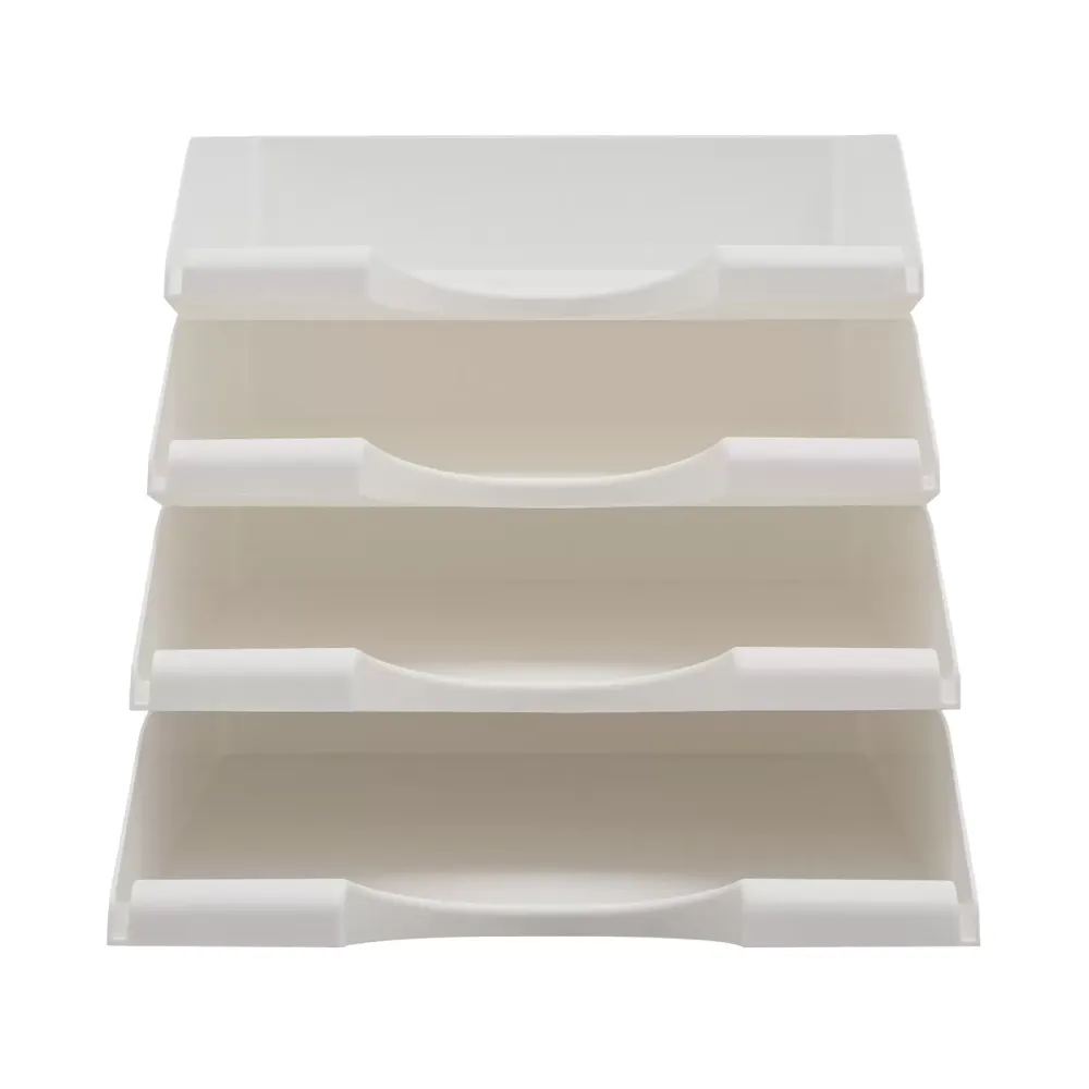 Paper tray desk organizer, stackable paper tray, letter tray (white)