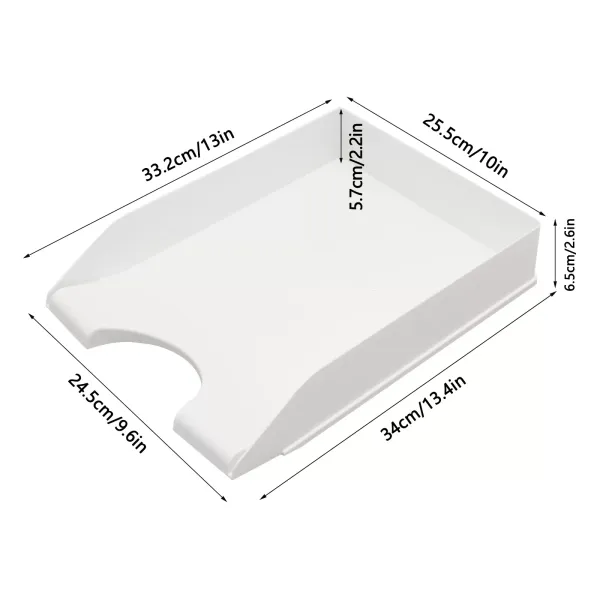 Paper tray desk organizer, stackable paper tray, letter tray (white)