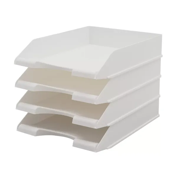 Paper tray desk organizer, stackable paper tray, letter tray (white)