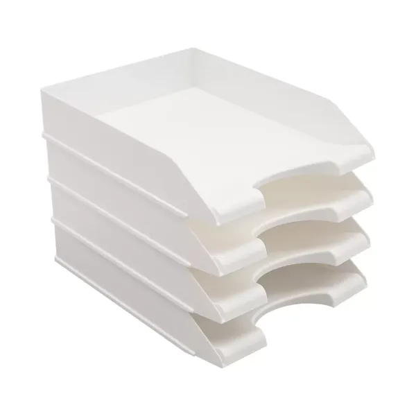 Paper tray desk organizer, stackable paper tray, letter tray (white)