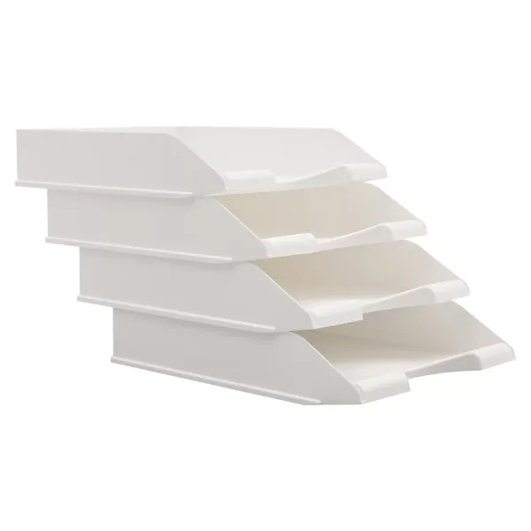 Paper tray desk organizer, stackable paper tray, letter tray (white)