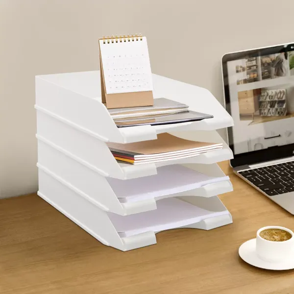 Paper tray desk organizer, stackable paper tray, letter tray (white) Paper tray desk organizer, stackable paper tray, letter tray (white)