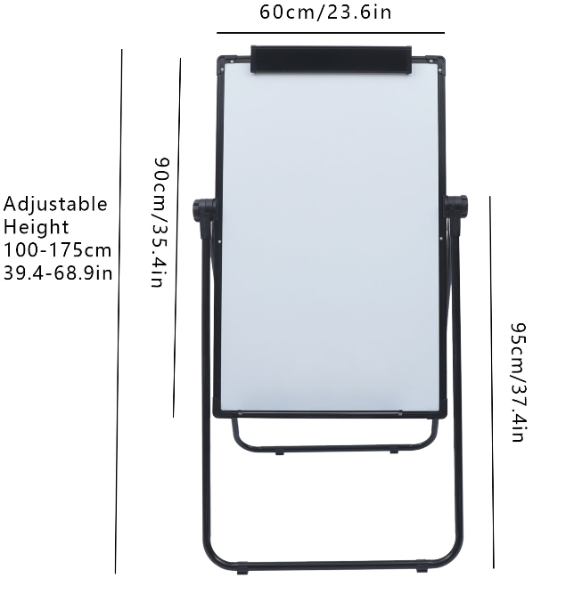 White Board, Double Sided Magnetic Dry Erase Board, Free Standing Adjustable Flip Chart Easel, 35*24 Inch Portable Whiteboard For School, Homeschool, Restaurant, Office.