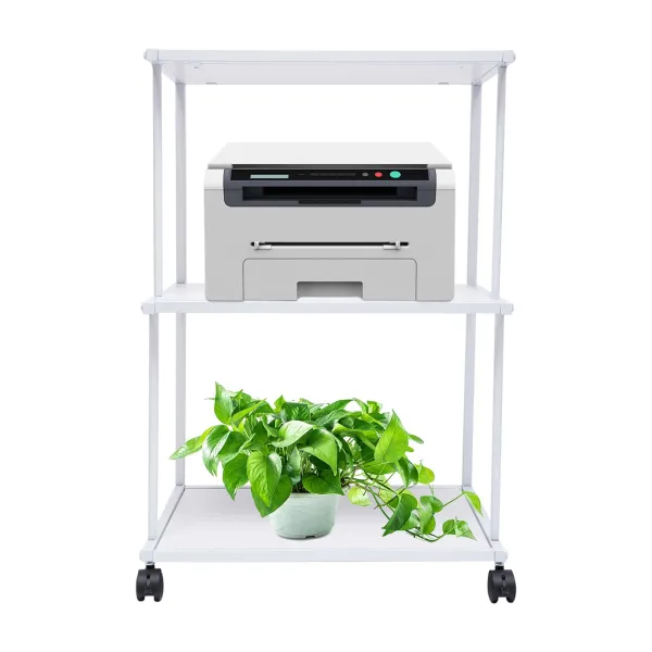 Printer Stand 3 Tier Freestanding Rolling Cart with Wheels Minimalist Modern Printer Mobile Desk Organizer Shelves