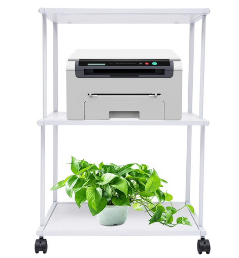 Printer Stand 3 Tier Freestanding Rolling Cart with Wheels Minimalist Modern Printer Mobile Desk Organizer Shelves