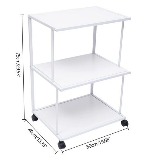 Printer Stand 3 Tier Freestanding Rolling Cart with Wheels Minimalist Modern Printer Mobile Desk Organizer Shelves