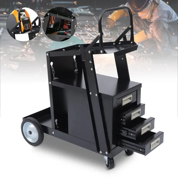 4 Drawer Cabinet Welding Cart, Plasma Cutter Heavy Duty Welding Carts with 4 Wheels and Tank Storage 176lbs Capacity 4 Drawer Cabinet Welding Cart, Plasma Cutter Heavy Duty Welding Carts with 4 Wheels and Tank Storage 176lbs Capacity