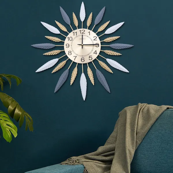 Large Wall Clock Metal Decorative,23inches Modern Sunburst Wall Clock with Silent Movement 3D Art Clock Large Wall Clock Metal Decorative,23inches Modern Sunburst Wall Clock with Silent Movement 3D Art Clock