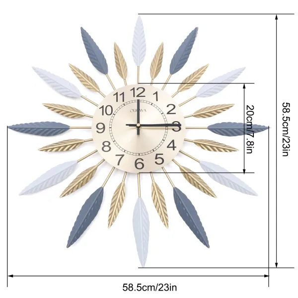 Large Wall Clock Metal Decorative,23inches Modern Sunburst Wall Clock with Silent Movement 3D Art Clock Large Wall Clock Metal Decorative,23inches Modern Sunburst Wall Clock with Silent Movement 3D Art Clock