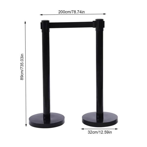6 Packs Black Stanchion Post with 6.5 Foot Retractable Belt 35in Crowd Control Stanchion Heavy Duty Stanchion Pole Sign Rope