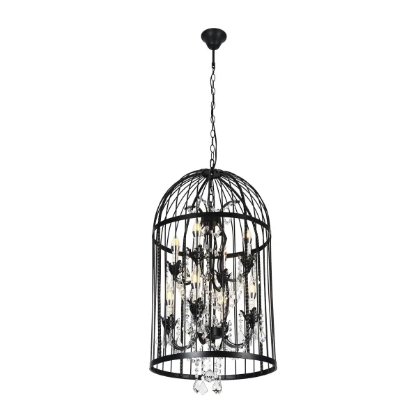 8-head Black Retro Vintage Birdcage Chandelier Without Light Source