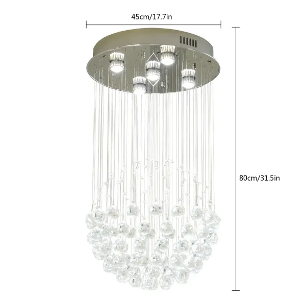 Oukaning K9 Crystal Chandelier Modern Raindrop Chandelier Lighting Flush Mount LED Lamp