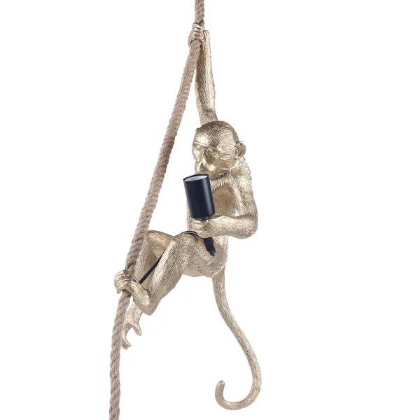 Oukaning Resin Hemp Rope Monkey Chandelier Industrial Ceiling Light