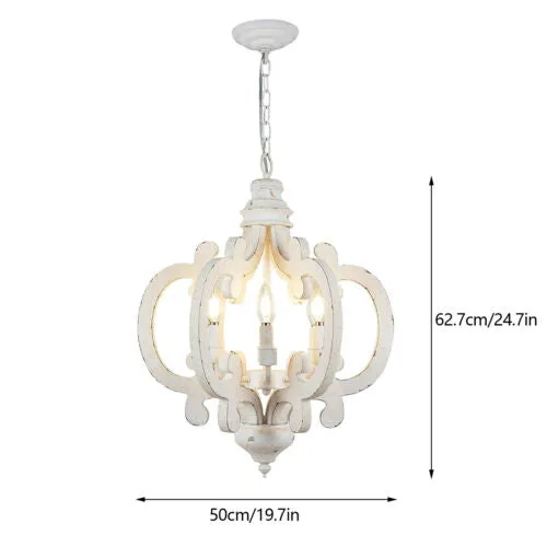 6-Lights Vintage Distressed Wooden Chandelier Chandeliers Hanging Ceiling Lamp