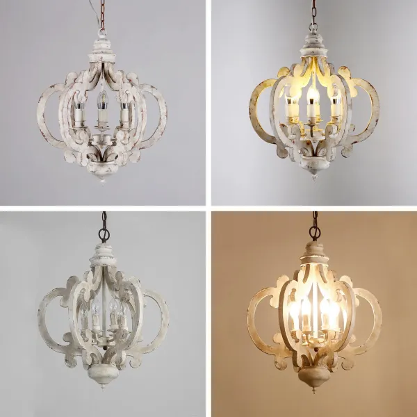 6-Lights Vintage Distressed Wooden Chandelier Chandeliers Hanging Ceiling Lamp 6-Lights Vintage Distressed Wooden Chandelier Chandeliers Hanging Ceiling Lamp