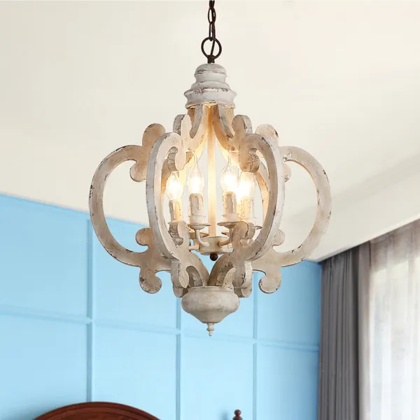 6-Lights Vintage Distressed Wooden Chandelier Chandeliers Hanging Ceiling Lamp 6-Lights Vintage Distressed Wooden Chandelier Chandeliers Hanging Ceiling Lamp