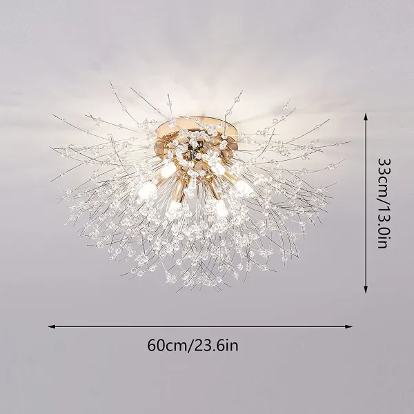 Oukaning Firework Ceiling Light,110-120V Crystal Chandelier Pendant Lighting with 65 Branches