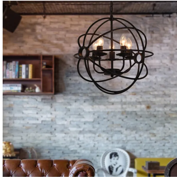 Vintage Ceiling Lamp, Rustic Metal Vintage  Chandelier Pendant Round Ceiling Light