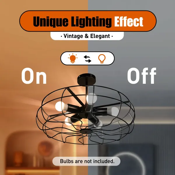 Retro Metal Cage Ceiling Light Semi Flush Mount Pendant Light Lamp E26 Bulb Base