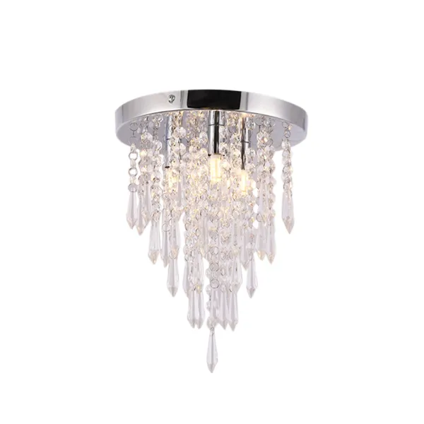 Oukaning Mini Crystal Chandelier,Modern K9 Crystal Ceiling Pendant Light with Raindrop Shape