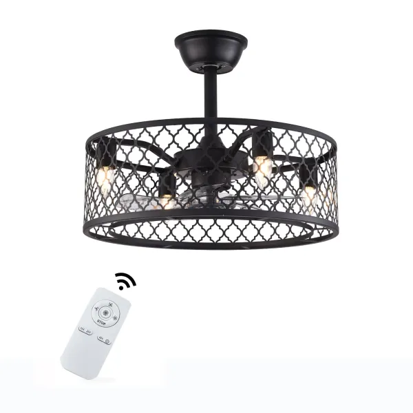 Ceiling Fan with Light,20 Inch Industrial Metal Lighting & Ceiling Fans with Remote Control - 3 Gear Wind Speeds