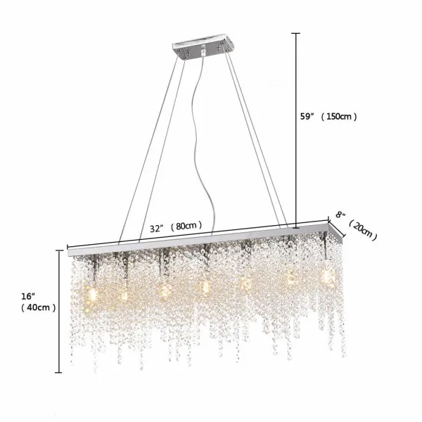 Modern K9 Crystal Raindrop Hanging Chandelier Lighting LED Ceiling Light Pendant Lamp for Dining Room Bedroom Livingroom