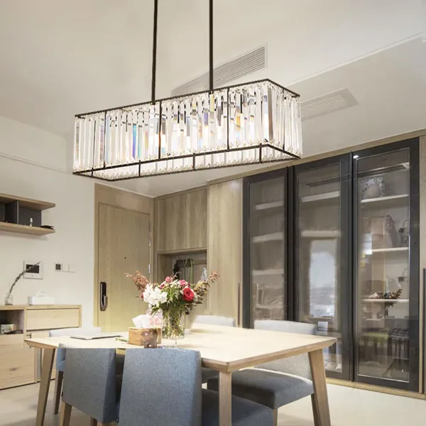 Rectangle Modern K9 Crystal Chandeliers Lighting