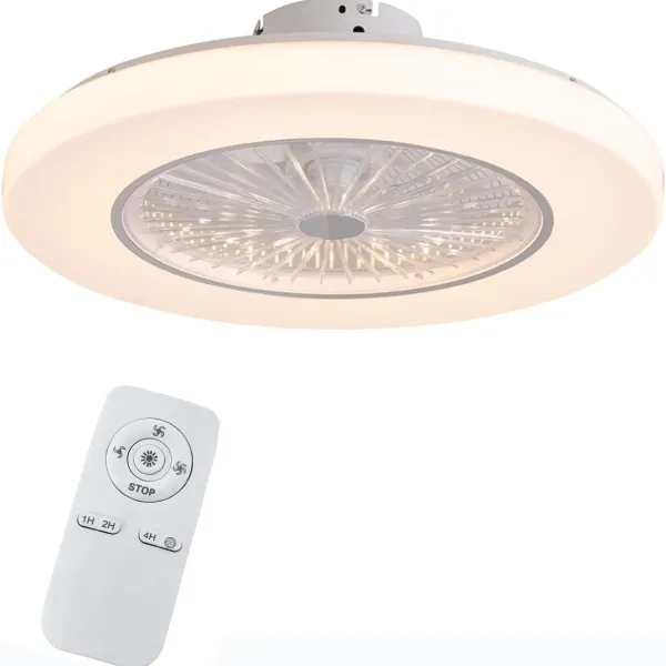 Oukaning Ceiling Fan with Lights Enclosed Ceiling Fan Lighting Remote Control 3 Colors Adjustable Speed