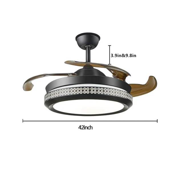 42 inch Invisible Ceiling Fan Light LED Chandelier Fan Lamp with Remote Control