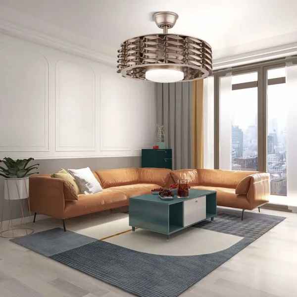 FBA下架 Ceiling Fan with Light, 22” Bladeless LED Chandelier Lamp 3 Colors Changing with Remote Control