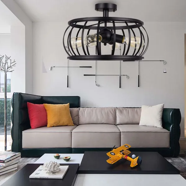 Black Ceiling Lamp 4 Caps - US E26 * 4