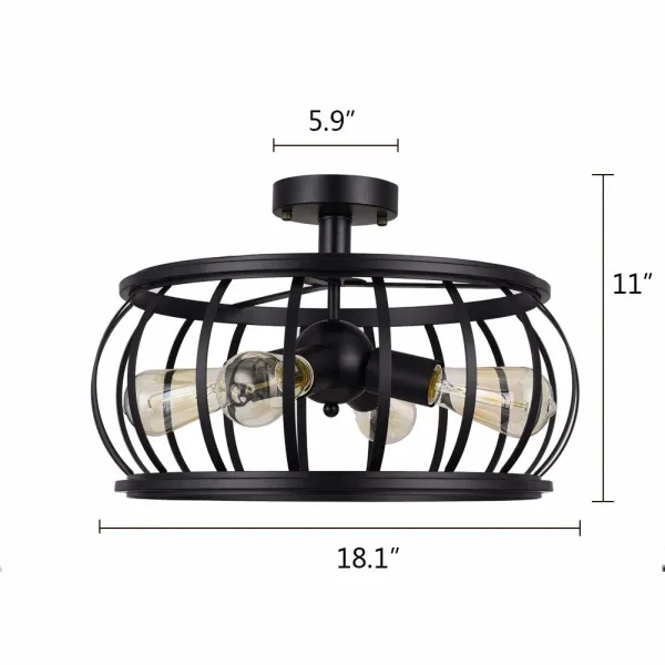 Black Ceiling Lamp 4 Caps - US E26 * 4