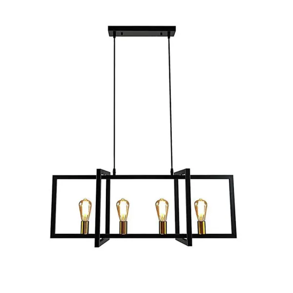 E27 * 4 Square Geometric Chandelier with Antique Brass Finish