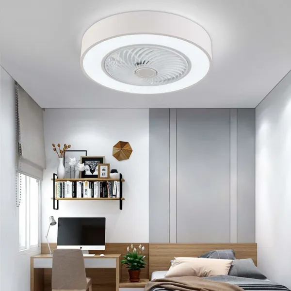 21 inch Flush Mount Ceiling Fan with LED Light and Remote Control 3 Colors Lighting Modes