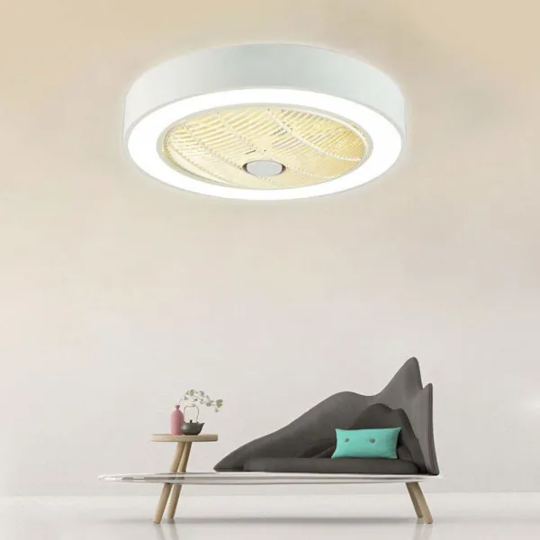 22” Round Ceiling Fan with Lights LED Remote Control 3-Color Lighting 3-Fan Speed Setting