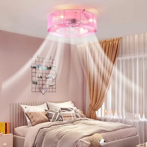 18'' Low Profile Farmhouse Caged Ceiling Fan with Lights Modern 3 Speeds Adjustable Remote Control