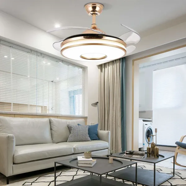 42-inch chandelier Fans - Golden with Remote Control-three-color Dimming-US standard