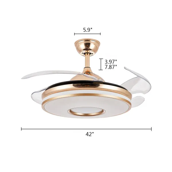 42-inch chandelier Fans - Golden with Remote Control-three-color Dimming-US standard