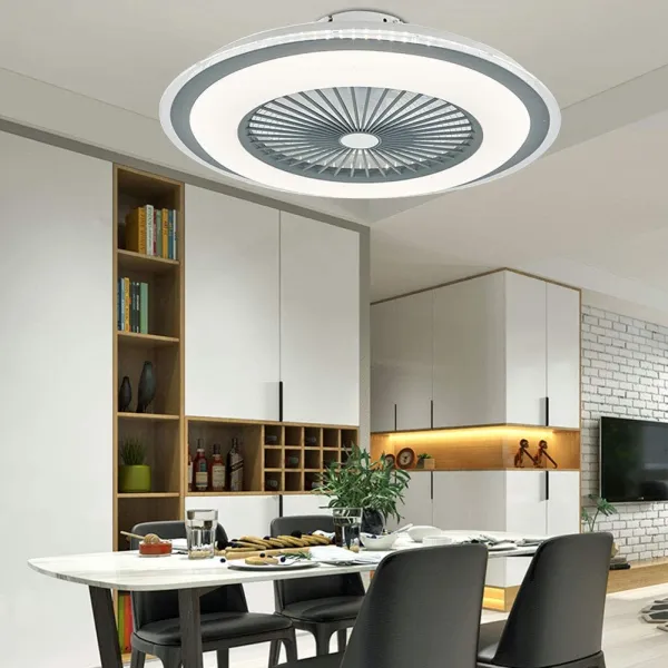 23” Hidden Blade Gray Ceiling Fan w/LED Light with Remote Control