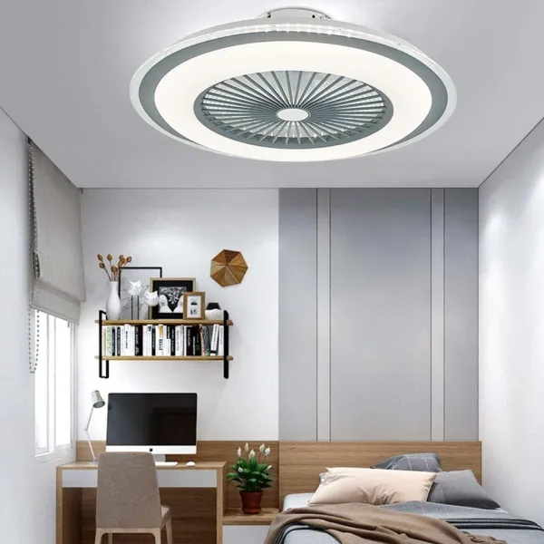 23” Hidden Blade Gray Ceiling Fan w/LED Light with Remote Control