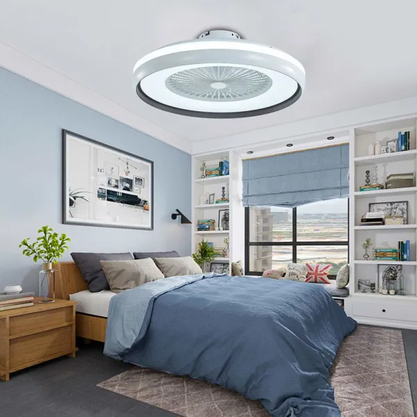 23 Inch Ceiling Fan with Light Modern Invisible Ceiling Fan with Lights 3 Colors 3 Speed with Remote Control