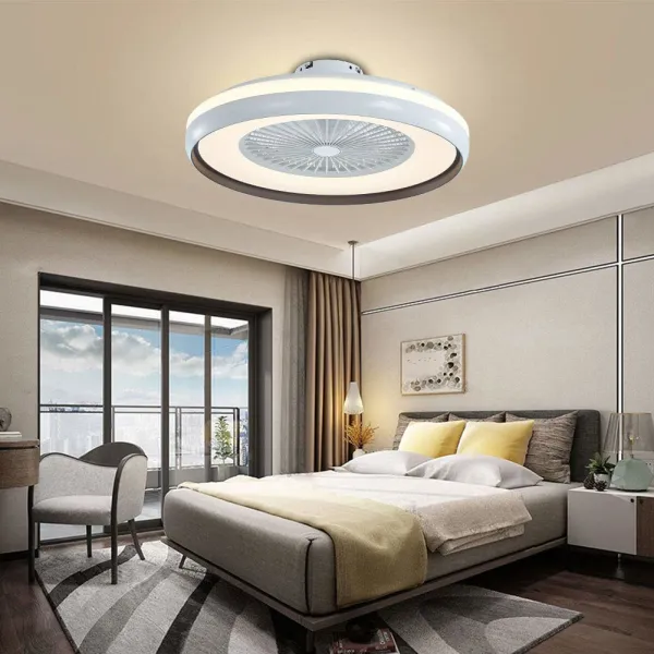 23 Inch Ceiling Fan with Light Modern Invisible Ceiling Fan with Lights 3 Colors 3 Speed with Remote Control