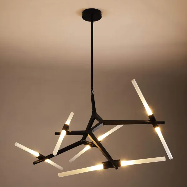 Modern Chandelier 10 Lamps Industrial Retro Style Chandelier Frosted Glass Lampshade